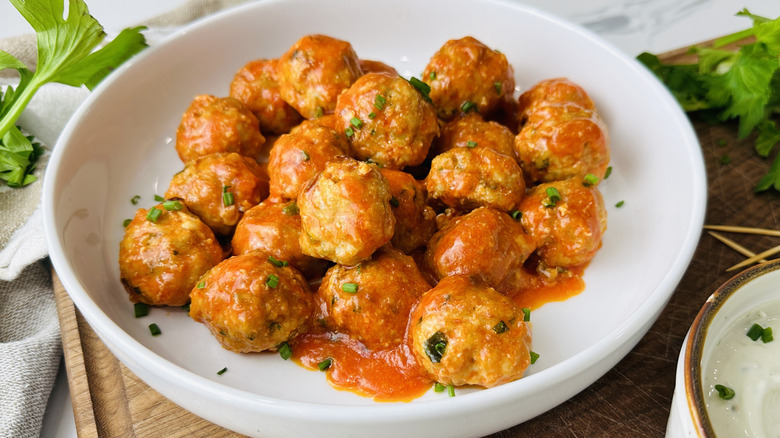 Buffalo Chicken and Gorgonzola Meatballs