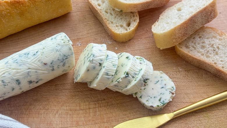 sliced cowboy butter on board