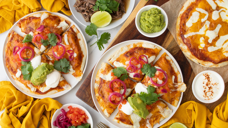 two Taco Bell inspired Mexican pizzas from above