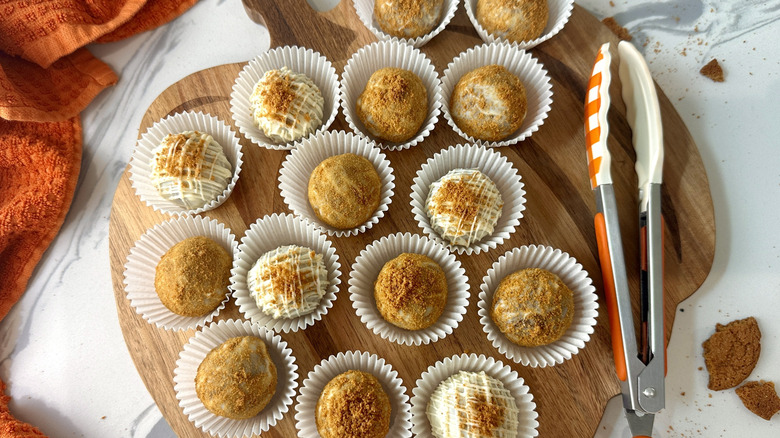 Pumpkin spice truffles on platter